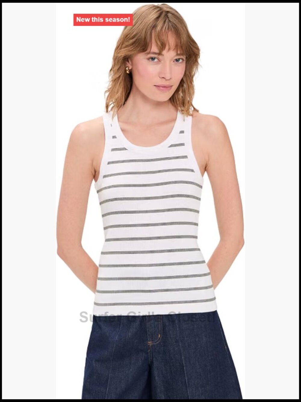 Women's Stripe Scoop Neck Tank Top Sleeveless Fitted Pullover
